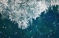 Art Nature Winter Christmas Background with snowy pine tree Royalty Free Stock Photo