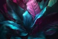 background purple plant night jungle tropical leaf art summer neon exotic. Generative AI.