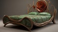 Art Nouveau Bed Of Roses: A Delicate Fusion Of Earth Tones And Cosmic Colors