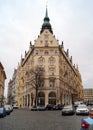 Art Nouveau building of the Hotel Paris, view from Kralodvorska Street, Prague, Czechia Royalty Free Stock Photo