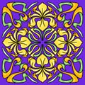 Art Nouveau ceramic tile pattern. Floral motifs in retro style.