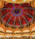 Art Nouveau decor and stained glass dome windows of the flagship Galeries Lafayette iconic French department store in Paris France Royalty Free Stock Photo