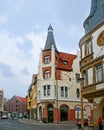 The Art Nouveau edifices of Heilige-Geist-Strasse, on Nov 23, 2012 in Quedlinburg, Germany Royalty Free Stock Photo