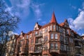 Art Nouveau facade and turret of the building Royalty Free Stock Photo