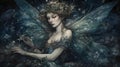 Art nouveau fairy illustration in a magical forest desktop wallpaper screensaver Royalty Free Stock Photo