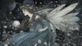 Art nouveau fairy illustration in a magical forest desktop wallpaper screensaver Royalty Free Stock Photo