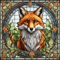Art Nouveau Fox Vitral Window Royalty Free Stock Photo