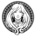 Art Nouveau. Girl with long hair Royalty Free Stock Photo