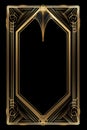 art nouveau gold frame on black background