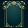 art nouveau gold frame on black background