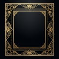 art nouveau gold frame on black background