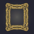 Art Nouveau gold glitter decorative rectangle vector frame for design.
