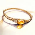 Art Nouveau Inspired Gold Bracelet With Citrine Gemstone