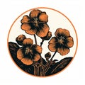 Art Nouveau-inspired Orange Flower Circle Print