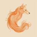 Art Nouveau Inspired Portrait Of An Orange Fox With Long Hair
