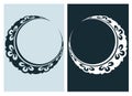 Art nouveau moon vector frame vector pair line isolated