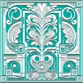 Art Nouveau old retro style floral ornamental seamless pattern with square frames, borders. Floral vector greek style background Royalty Free Stock Photo