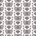 Art Nouveau ornamental butterfly motif Jugendstil style. Vector seamless pattern. Arabesque damask textile swatch. Decorative arts