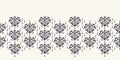 Art Nouveau ornamental flower motif border. Jugendstil style ribbon trim. Retro floral damask textile tape. Decorative arts crafts