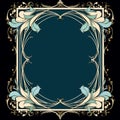 art nouveau ornate frame on a dark blue background Royalty Free Stock Photo