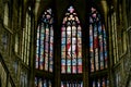 Art Nouveau painter Alfons Mucha Stained Glass window in St. Vitus Cathedral, Prague