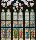 Art Nouveau painter Alfons Mucha Stained Glass window in St. Vitus Cathedral, Prague