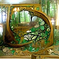 Art Nouveau palace inside a forest. Golden age, art, magic and mystery