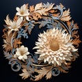 Art Nouveau Paper Chrysanthemum Wreath