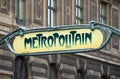Art Nouveau sign for the Metropolitain underground system in Paris