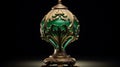Art Nouveau Style Green Ornate Lamp On Black Background Royalty Free Stock Photo