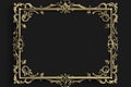Art Nouveau-Style Rectangular Frame with Golden Border on Black Background for Text
