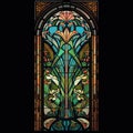 Art nouveau style stained glass window.