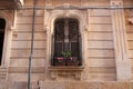 art nouveau window in syracuse in sicily (italy)