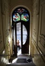 Art Noveau front door with stained glass window