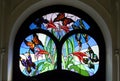 Art Noveau stained glass window.