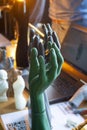 Art Object human hands printed 3D printer. Model prototype of human hand printed Royalty Free Stock Photo