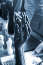 Art Object human hands printed 3D printer. Model prototype of human hand printed Royalty Free Stock Photo