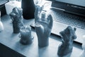 Art Object human hands printed 3D printer. Model prototype of human hand printed Royalty Free Stock Photo