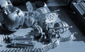 Art object printed 3D printer close-up. Art creative model created on 3D printer