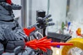 Art object printed on 3D printer. Robot toy created on 3D printer.