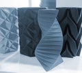 Art object vase printed 3D printer Models created 3D printer blue molten plastic