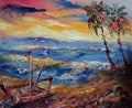 art oil painting Beach Thailand Countryside phuket thailan Royalty Free Stock Photo