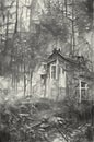 Old abandoned house in the forest Royalty Free Stock Photo