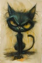 Art paint of small to mediumsized Felidae with yellow eyes and whiskers Royalty Free Stock Photo