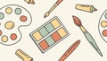 Art Painter\'s Palette and Brushes Seamless Pattern Design, vector design Generative AI Royalty Free Stock Photo