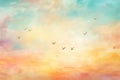 art painting background with a flying birds on the sky Royalty Free Stock Photo