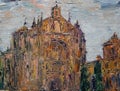 Art painting of the Convento de San Esteban in Salamanca city, Spain