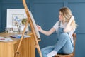 Art painting hobby leisure girl drawing picture Royalty Free Stock Photo