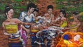 Art painting oil color Thailand Culture Songkran festival , atmosphere , goodluck , Palette , paintbrush