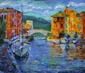 Art painting of Port Grimaud in France. Royalty Free Stock Photo